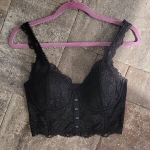 Victoria's Secret Dream Angels Lined Demi Black Lace Longline Bra Sz 36D